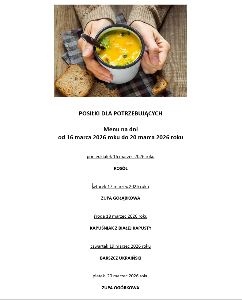 menu na dni od 16 20 marca